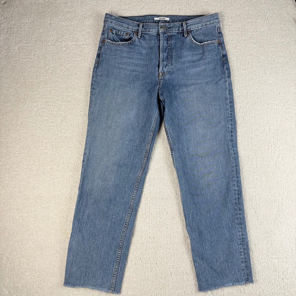 GRLFRND Helena Jeans Womens 29 Button Fly Straight Leg Blue‎ Denim Made in USA